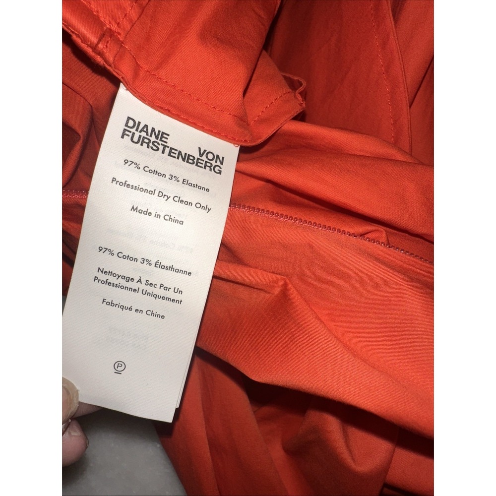Diane Von Furstenberg Bethania Dress Women 12 Orange Short Sleeve Wrap Pleated - Picture 9 of 10
